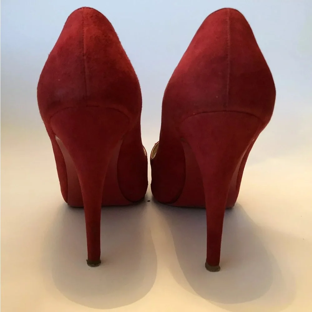 Christian Louboutin Moira 120 Red Heels with Intricate Cutouts - Picture 5 of 8
